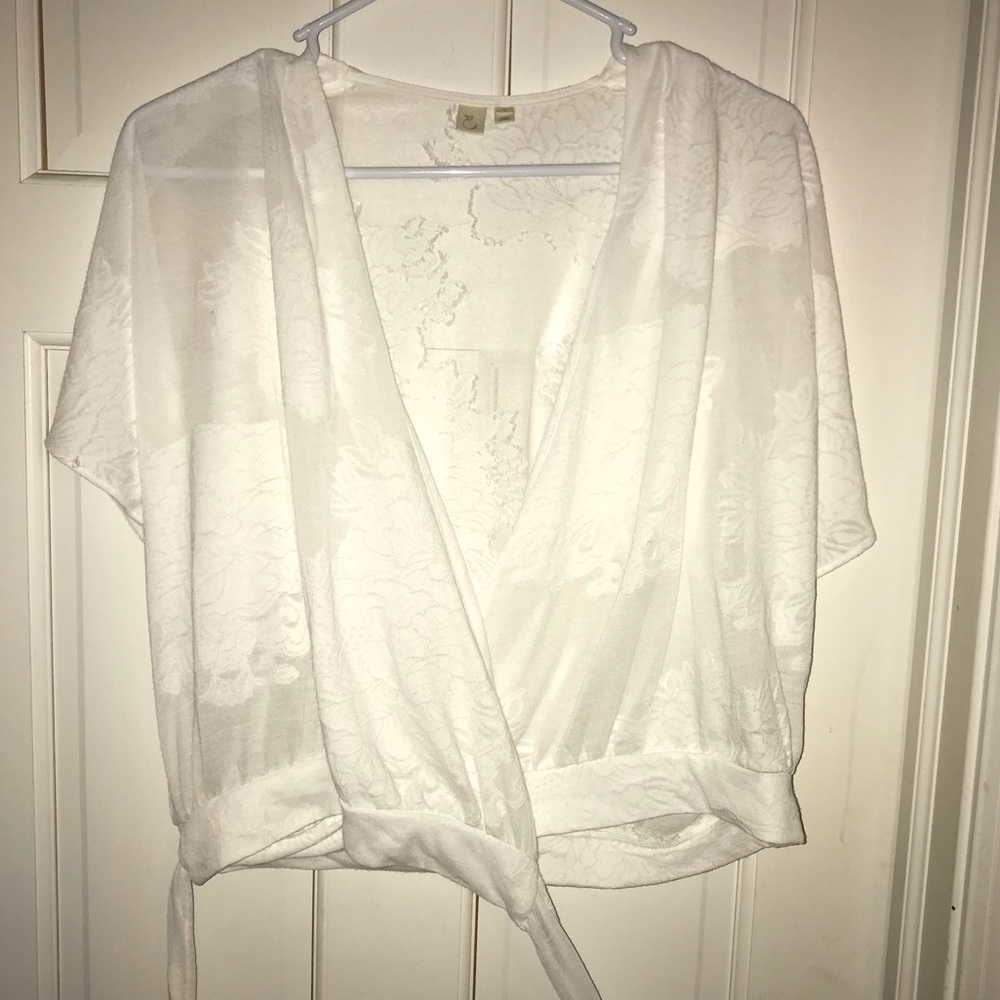Anthropologie White Wrap Blouse